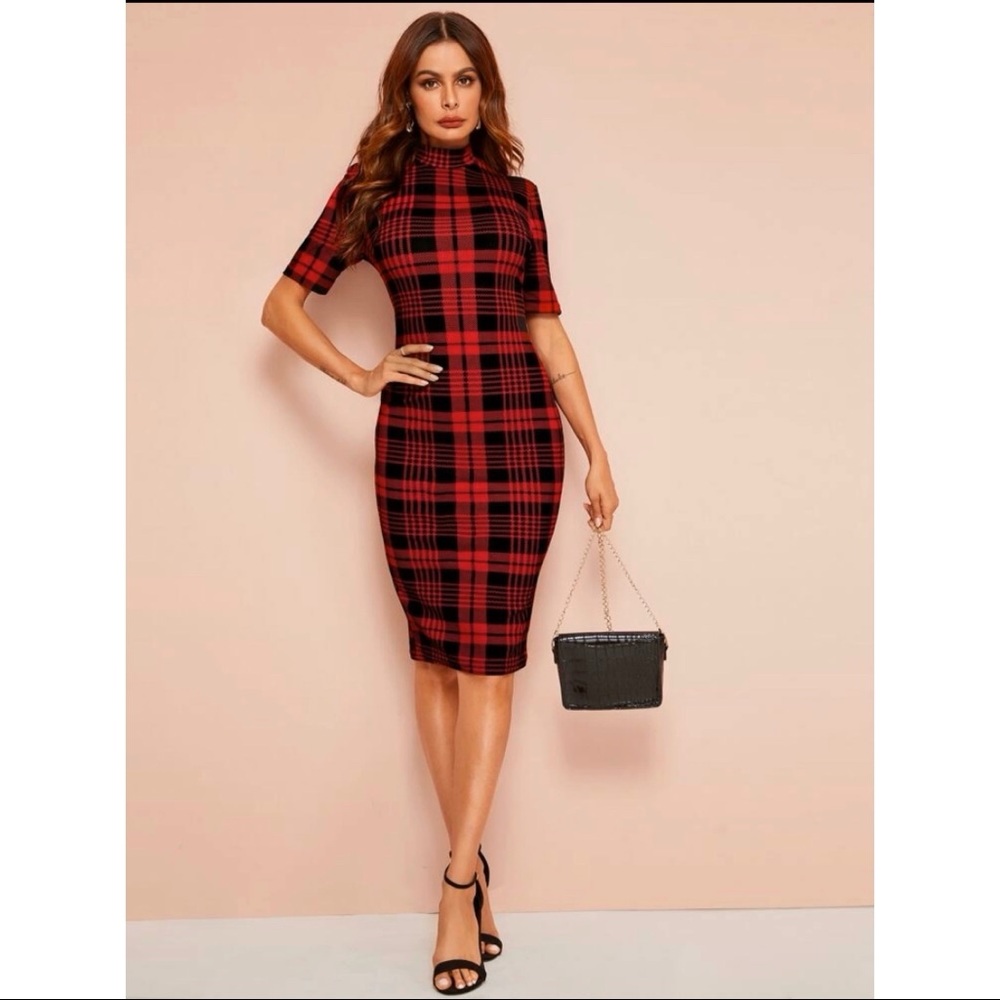Mock neck bodycon dress